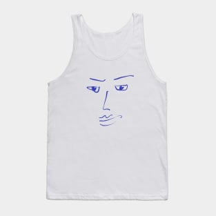 Minimalist Unimpressed Face Line Drawing Tank Top